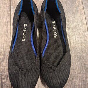 Rothy's The Flat Women's Size 5.5 Black Solid Round Toe Slip On Ballet Shoes EUC